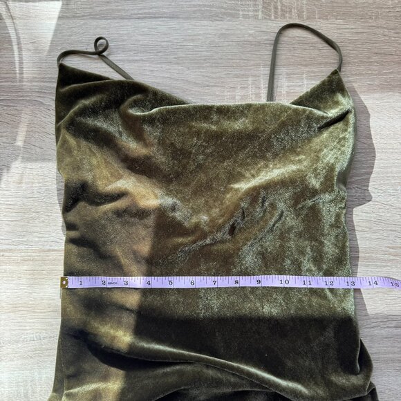 NWT Jenny Yoo Bentley Velvet Slip Midi Dress Olive Green 2 - Picture 10 of 10
